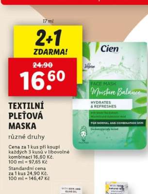 CIEN TEXTILNÍ PLEŤOVÁ MASKA