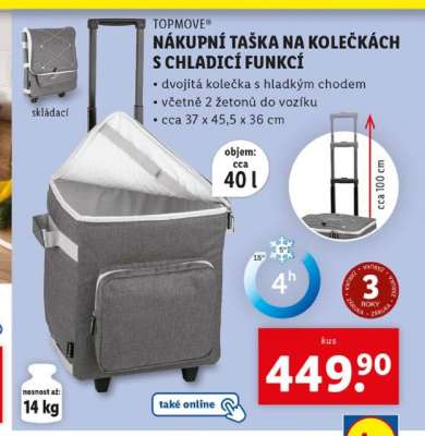 TOPMOVE® NÁKUPNÍ TAŠKA NA KOLEČKÁCH S CHLADICÍ FUNKCÍ