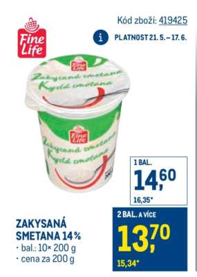 Zakysaná smetana 14 %