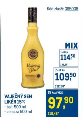 Vaječný Sen Likér 15 %