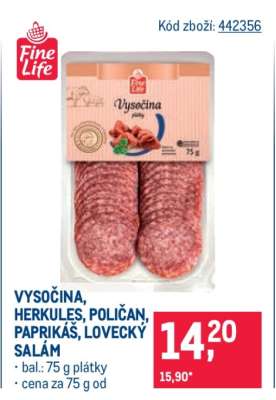 VYSOČINA, HERKULES, POLIČAN, PAPRIKÁŠ, LOVECKÝ SALÁM