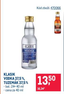 KLASIK VODKA 37,5 %, TUZEMÁK 37,5 %