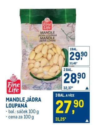 Mandle jádra loupaná