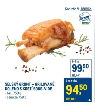 SELSKÝ GRUNT – GRILOVANÉ KOLENO S KOSTÍ SOUS-VIDE
