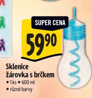 Sklenice žárovka s brčkem