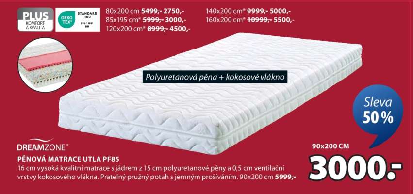 DREAMZONE PĚNOVÁ MATRACE UTLA PF85