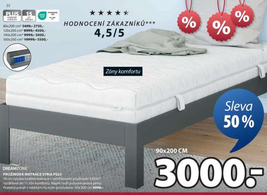 DREAMZONE PRUŽINOVÁ MATRACE STRIA F95