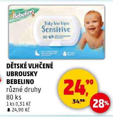DĚTSKÉ VLHČENÉ UBROUSKY BEBELINO