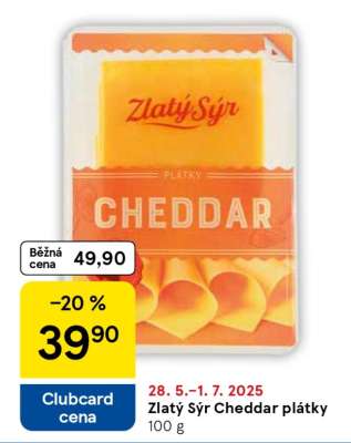 Zlatý sýr Cheddar plátky