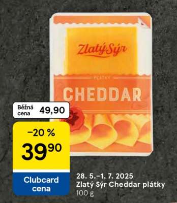 Zlatý sýr Cheddar plátky