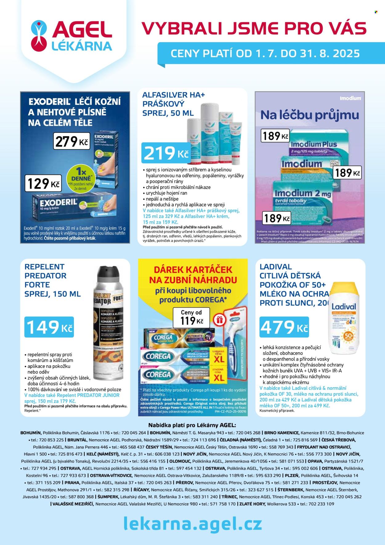 Leták AGEL lékárna - 1. 7. 2025 - 31. 8. 2025. Strana 1