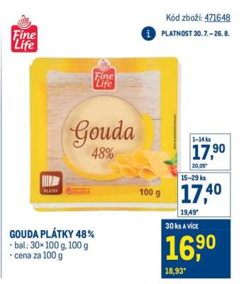 Gouda plátky 48 %