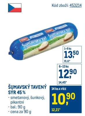 ŠUMAVSKÝ TAVENÝ SÝR 45 %