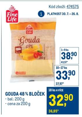 Gouda 48% bloček