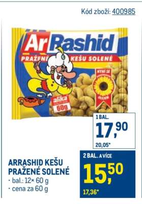 ArRashid kešu pražené solené