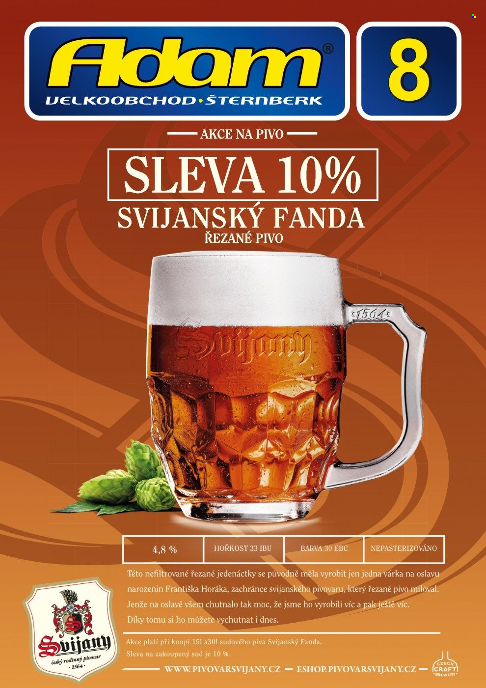 Leták Adam velkoobchod Šternberk - 1. 8. 2025 - 31. 8. 2025. Strana 1