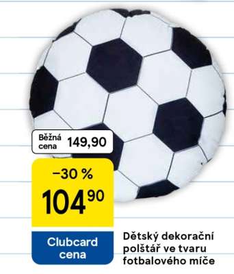 Dětský dekorační polštář ve tvaru fotbalového míče