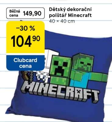 Dětský dekorační polštář Minecraft
