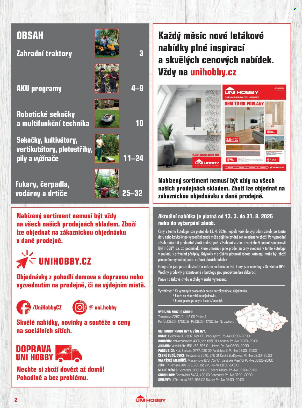 Leták UNI HOBBY - 13. 3. 2026 - 31. 8. 2026. Strana 2