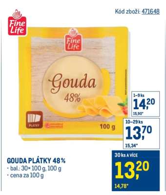 Gouda plátky 48 %