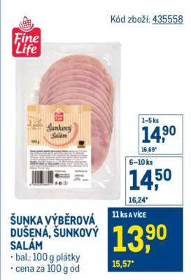 ŠUNKA VÝBĚROVÁ DUŠENÁ, ŠUNKOVÝ SALÁM