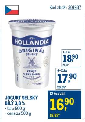 Jogurt selský bílý 3,8 %