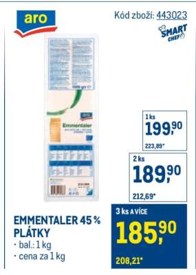 EMMENTALER 45 % PLÁTKY