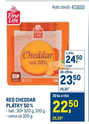 RED CHEDDAR PLÁTKY 50 %