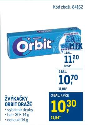 ŽVÝKAČKY ORBIT DRAŽÉ