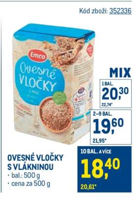 Ovesné vločky s vlákninou
