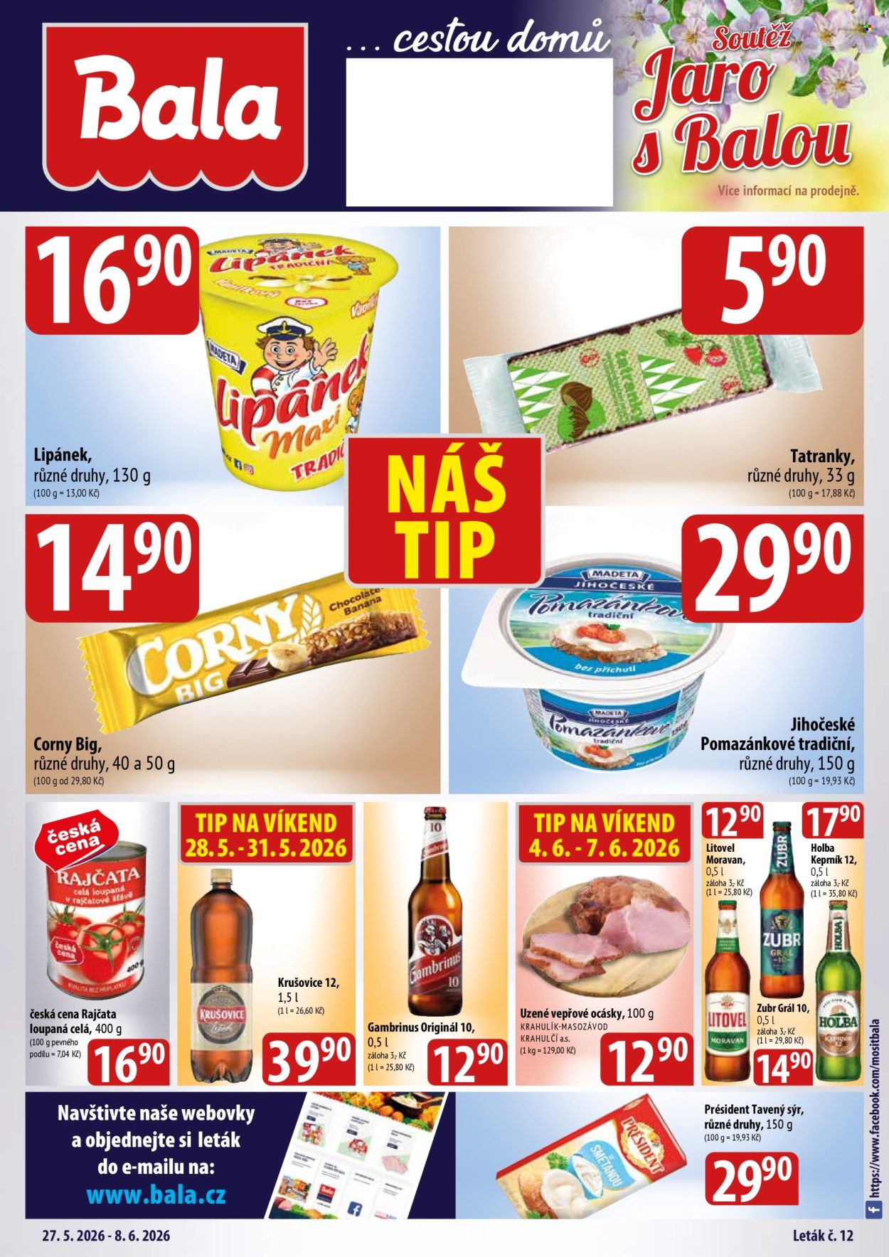 Leták Bala - 27. 5. 2026 - 8. 6. 2026. Strana 1