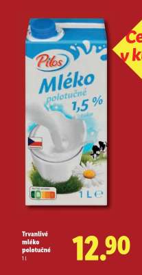 Pilos Mléko polotučné 1,5 % tuku