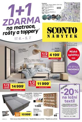 SCONTO NÁBYTEK - 1+1 zdarma na matrace, rošty a toppery