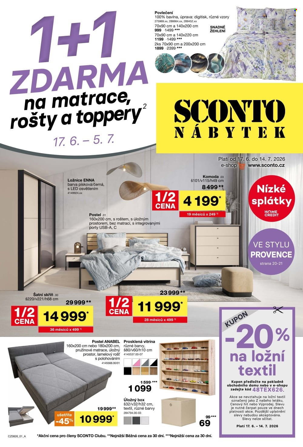 Leták SCONTO NÁBYTEK - 17. 6. 2026 - 14. 7. 2026. Strana 1