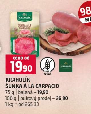 Krahulík Šunka á la Carpacio