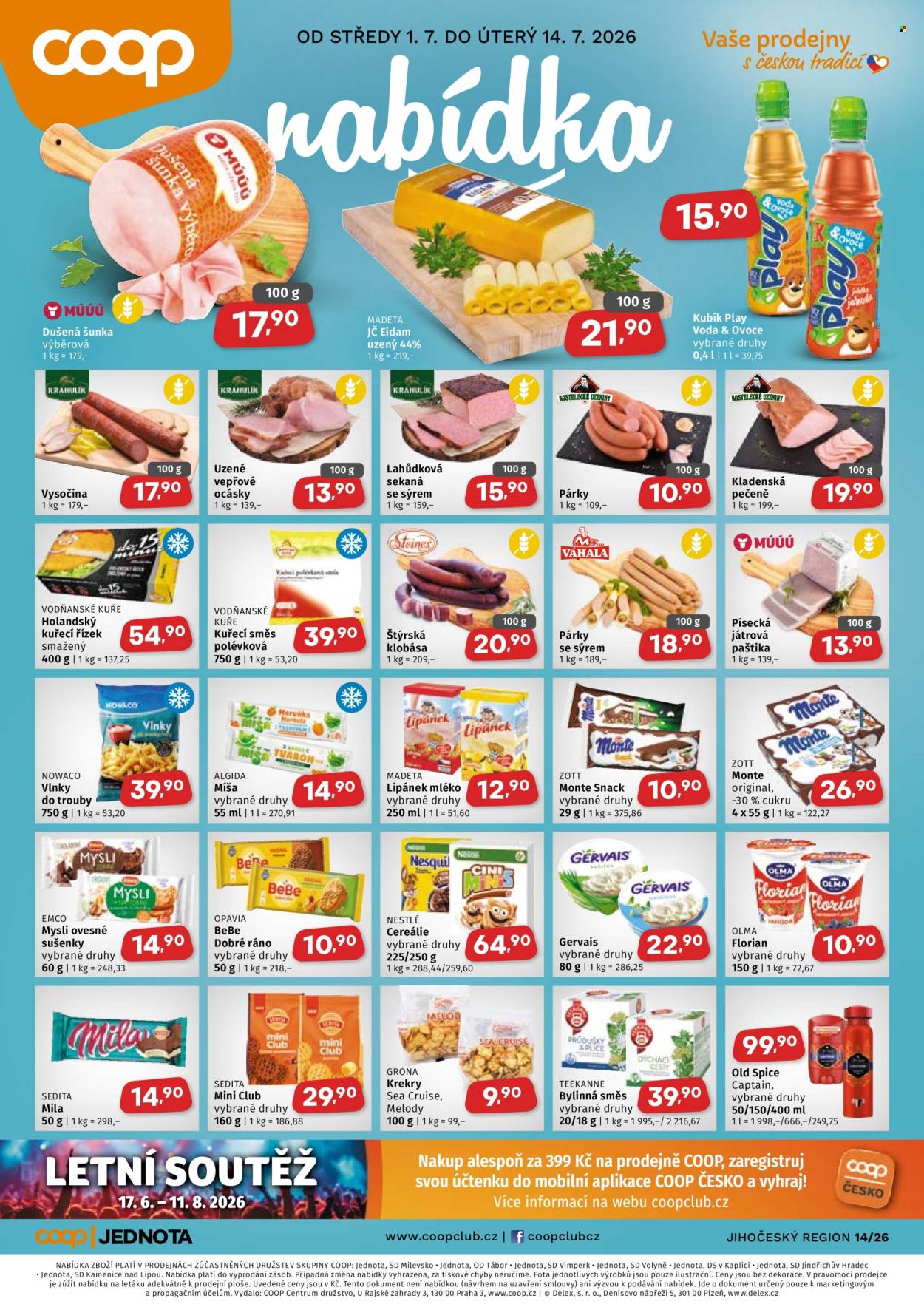 Leták coop JEDNOTA - 1. 7. 2026 - 14. 7. 2026. Strana 1