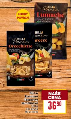 BILLA Premium Těstoviny semolinové