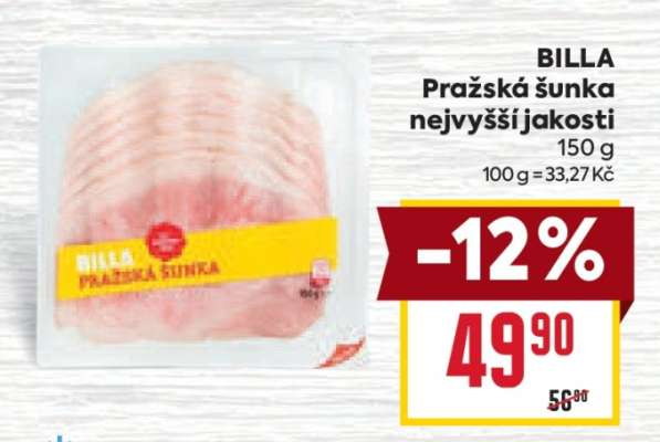 BILLA Pražská šunka nejvyšší jakosti