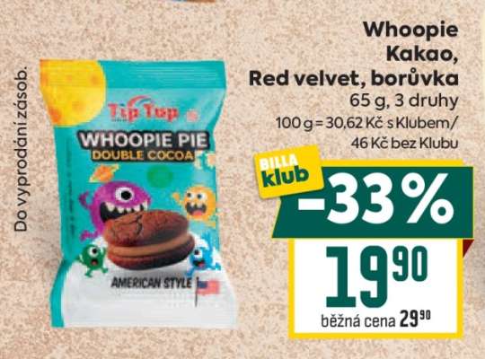 Whoopie Kakaó, Red velvet, borůvka
