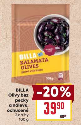 BILLA Olivy bez pecky a nálevu, ochucené