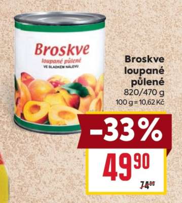 Broskve loupané půlené