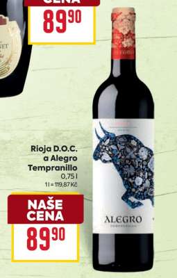 Rioja D.O.C.a Alegro Tempranillo