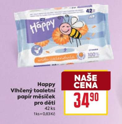 Happy Vlhčený toaletní papír měsíček pro děti