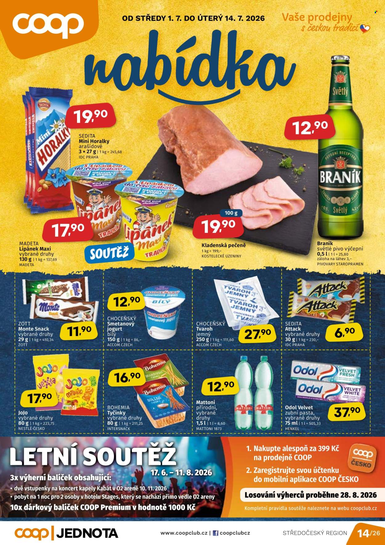 Leták coop JEDNOTA - 1. 7. 2026 - 14. 7. 2026. Strana 1