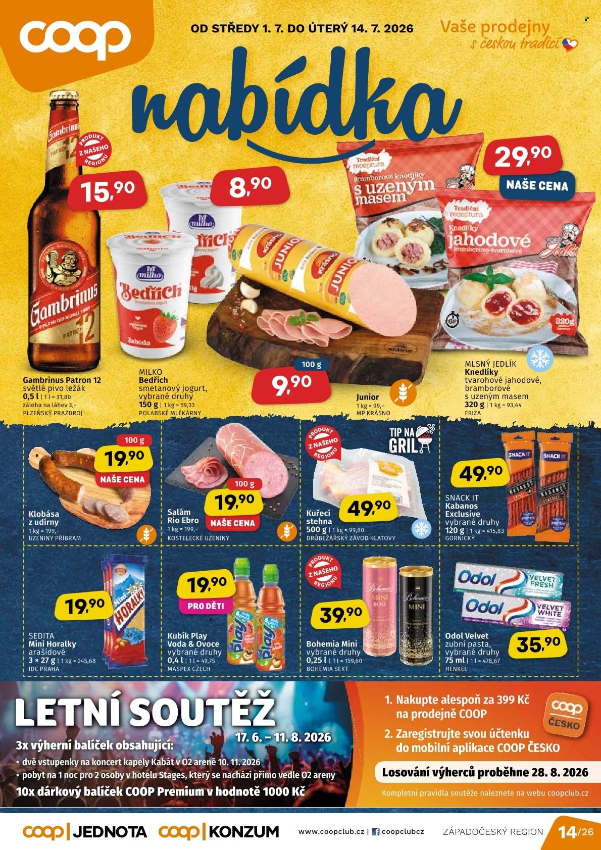 Leták coop JEDNOTA - 1. 7. 2026 - 14. 7. 2026. Strana 1