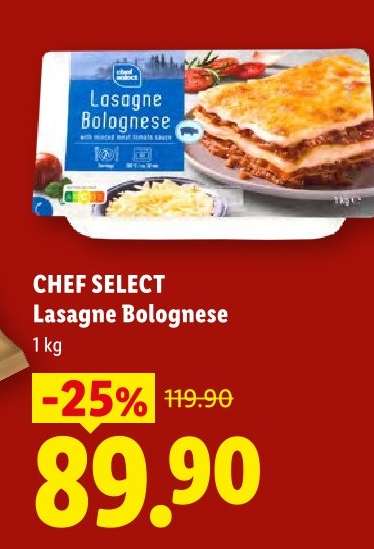 CHEF SELECT LASAGNE BOLOGNESE