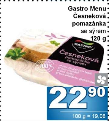 Gastro menu česneková pomazánka se sýrem