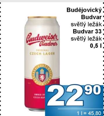 Budějovický Budvar světlý ležák