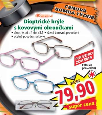 Dioptrické brýle s kovovými obroučkami