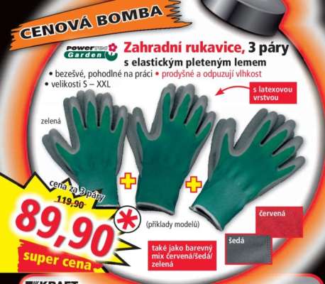Zahradní rukavice, 3 páry